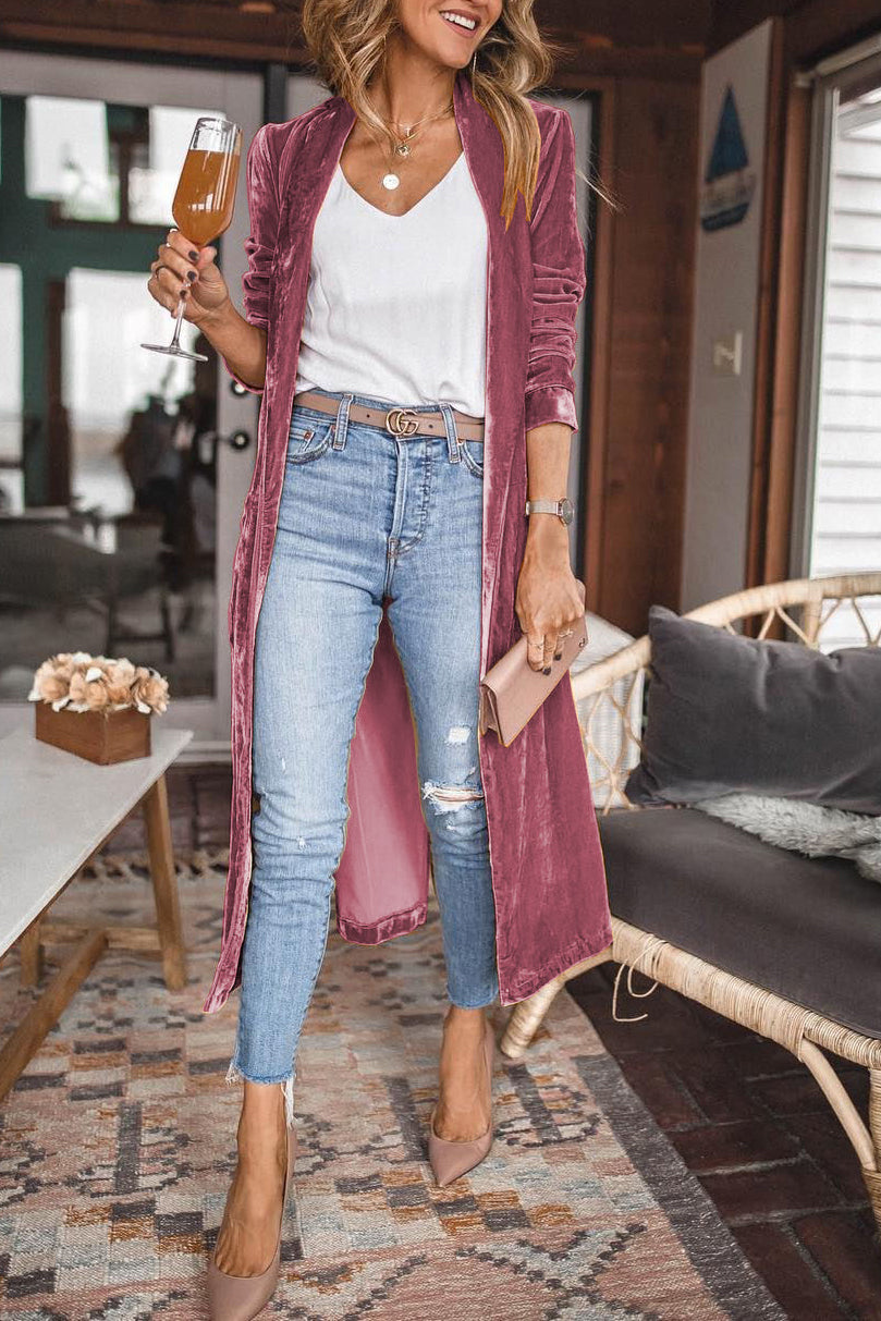 Damen Samtcardigan Langärmlig Elegent