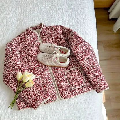 Blumenjacke Damen Steppjacke Elegant