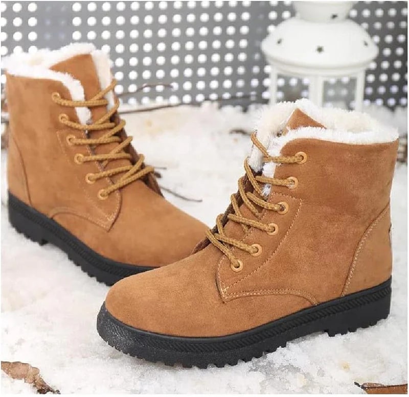 Damen Stiefeletten Schnürung Weich Futter