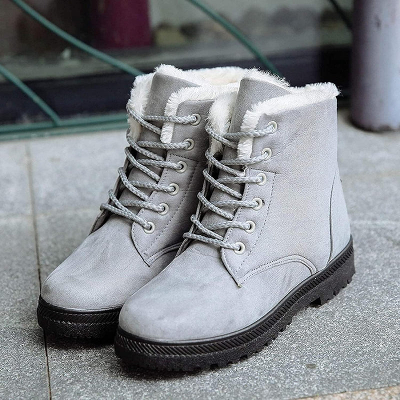 Damen Stiefeletten Schnürung Weich Futter