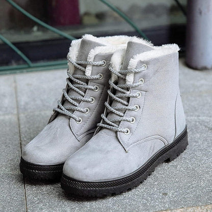 Damen Stiefeletten Schnürung Weich Futter