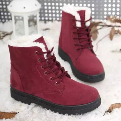 Damen Stiefeletten Schnürung Weich Futter