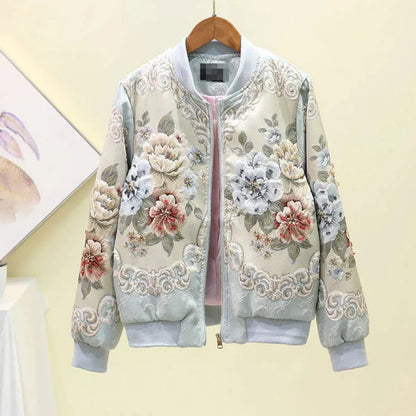 Stylische Bomberjacke mit Stickereien Blumenmuster