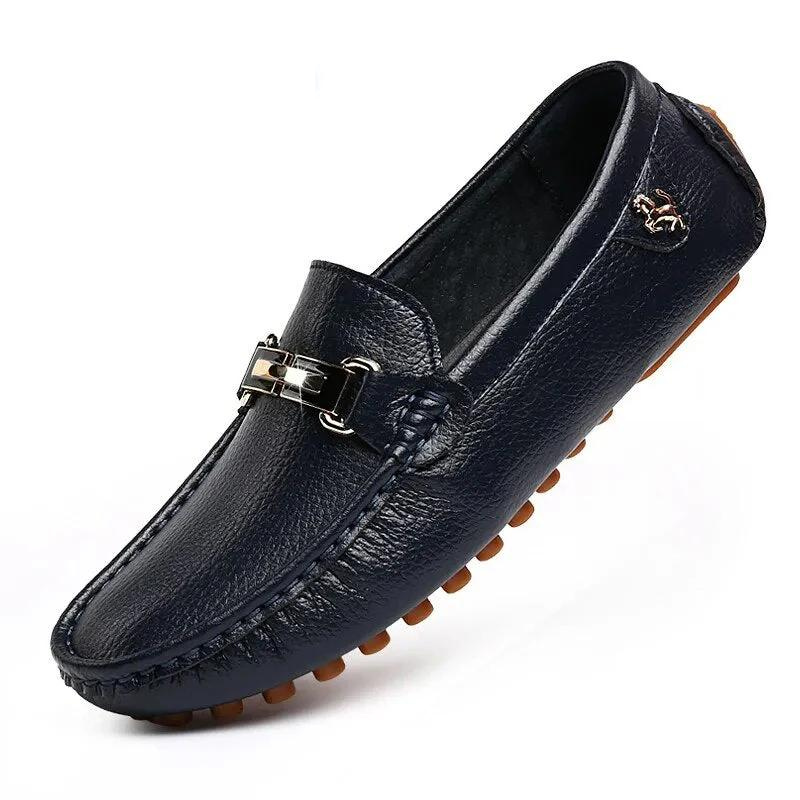 Elegante Leder Loafers - Rutschfeste Herren Schuhe mit Metallverschluss