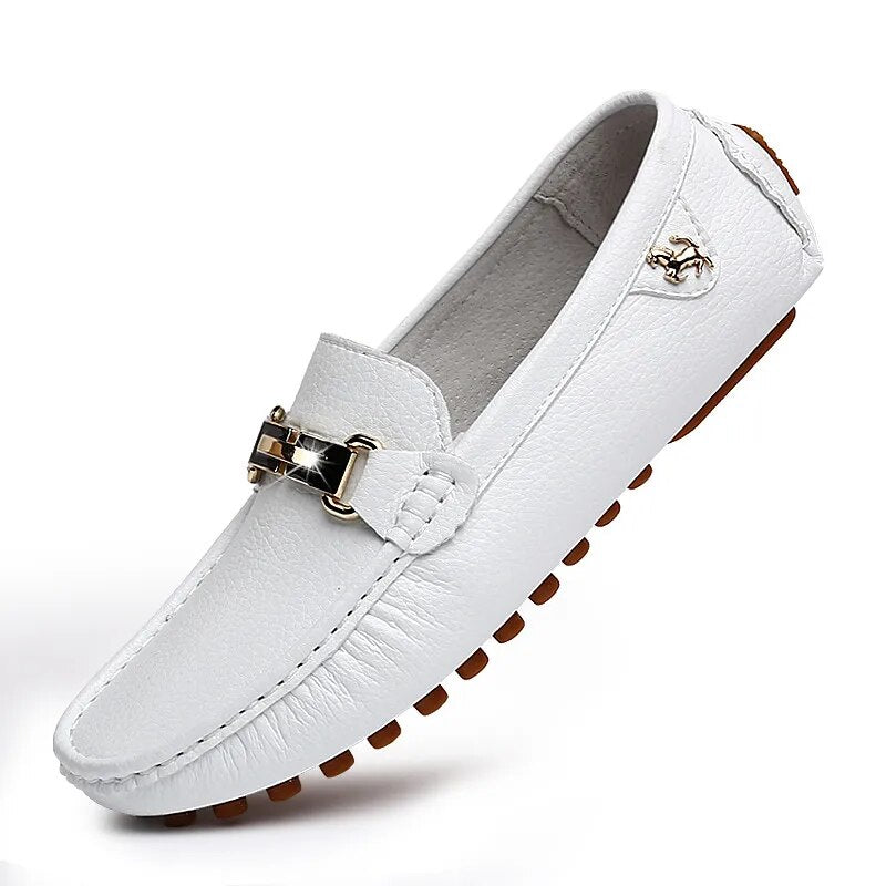 Elegante Leder Loafers - Rutschfeste Herren Schuhe mit Metallverschluss