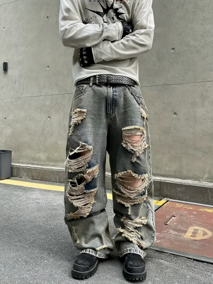 Leichte Baggy Jeans Herren Relaxed Fit