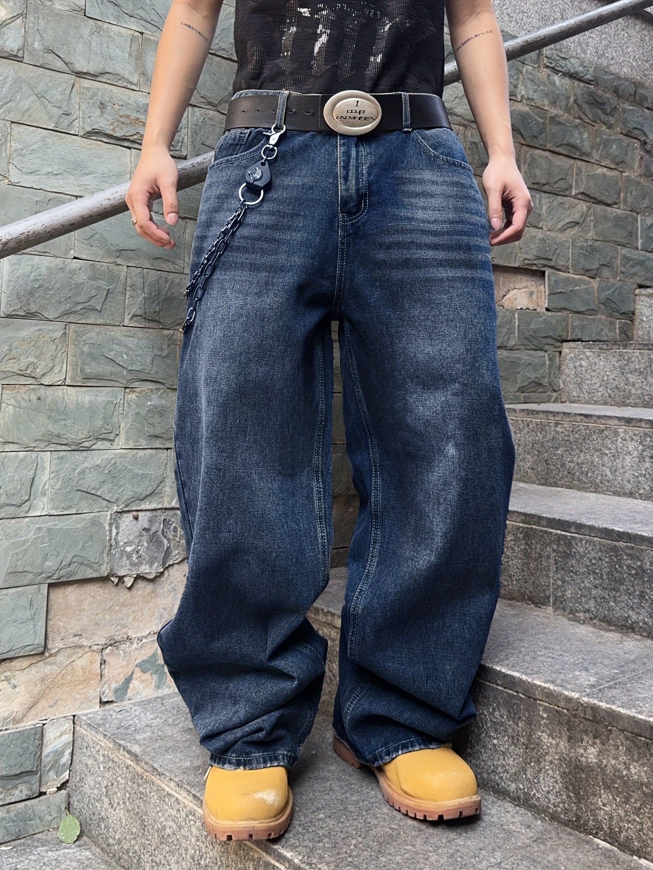 Leichte Baggy Jeans Herren Relaxed Fit