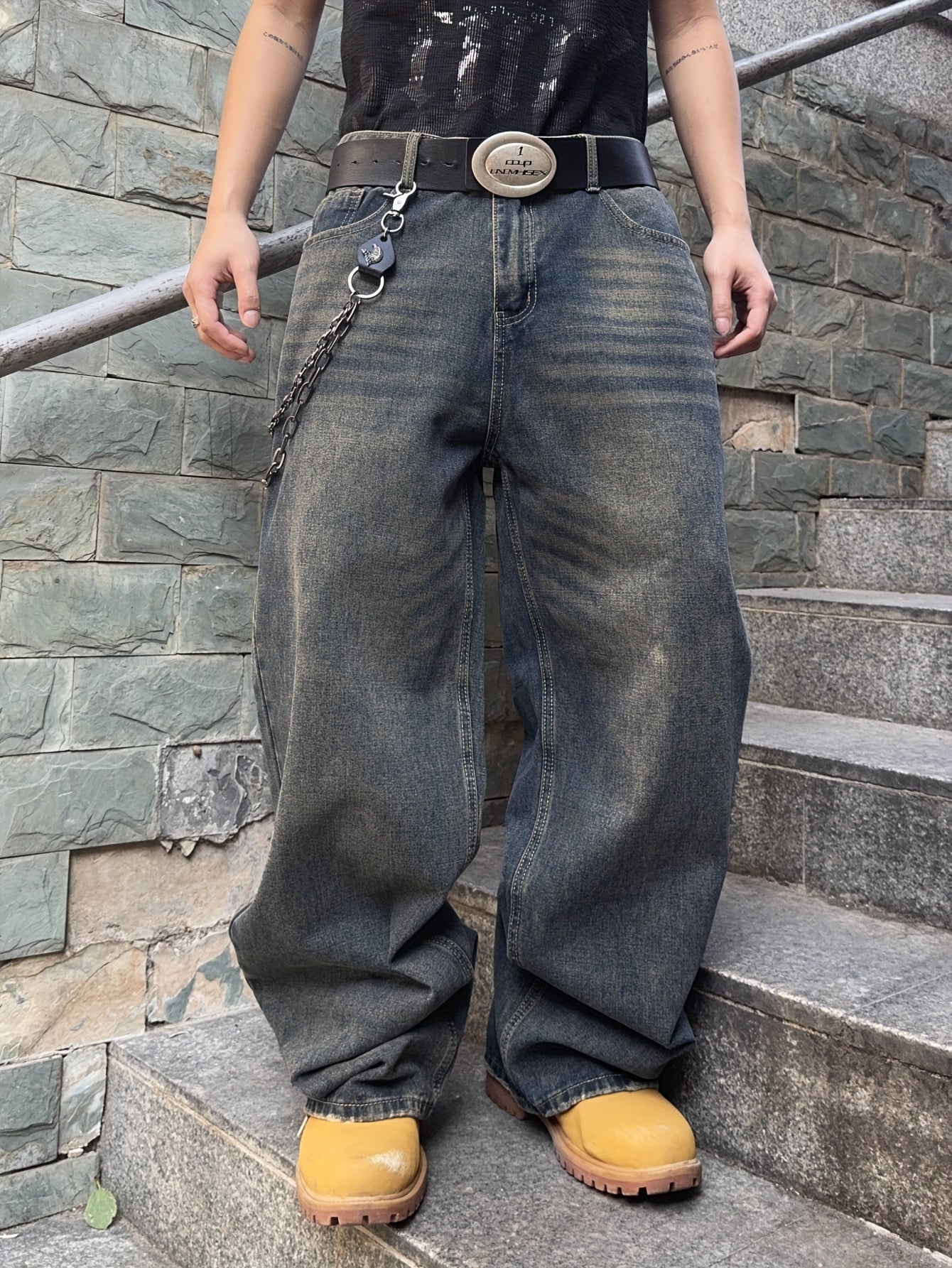 Leichte Baggy Jeans Herren Relaxed Fit