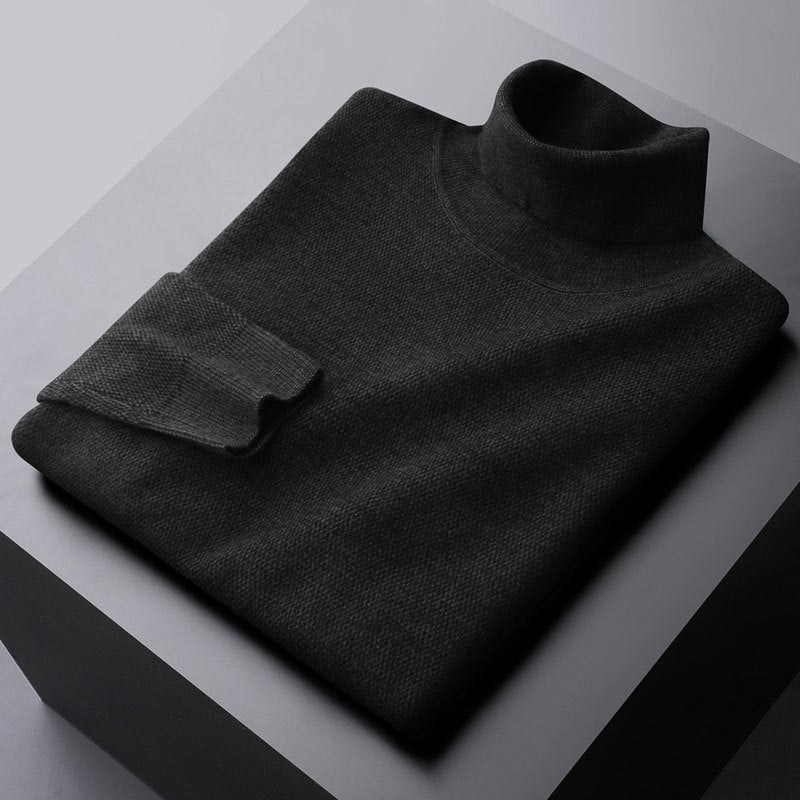 Elegantes Strickkleid mit hohem Kragen und Rippenbündchen