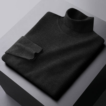 Elegantes Strickkleid mit hohem Kragen und Rippenbündchen