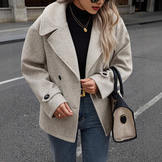 Damen Wolljacke Bequem Mit Knöpfen - IdealeKleiden
