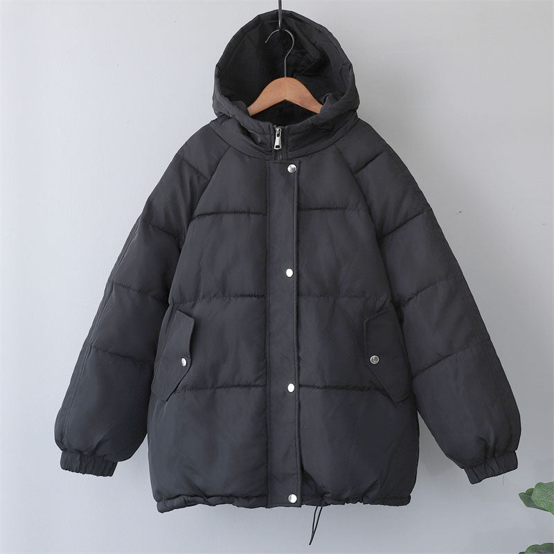 Warme Damen Winterjacke mit Kapuze und Taschen