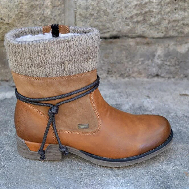 Retro Stiefel Frauen Niedriger Absatz Elegantes Design