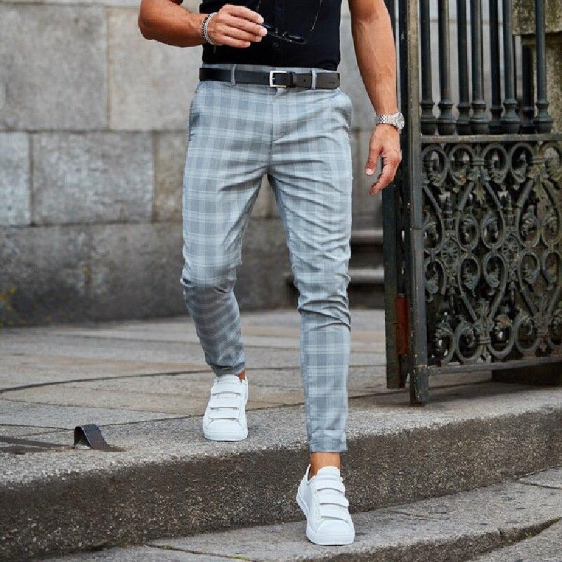 Herren Chino Hose Kariert Elegant