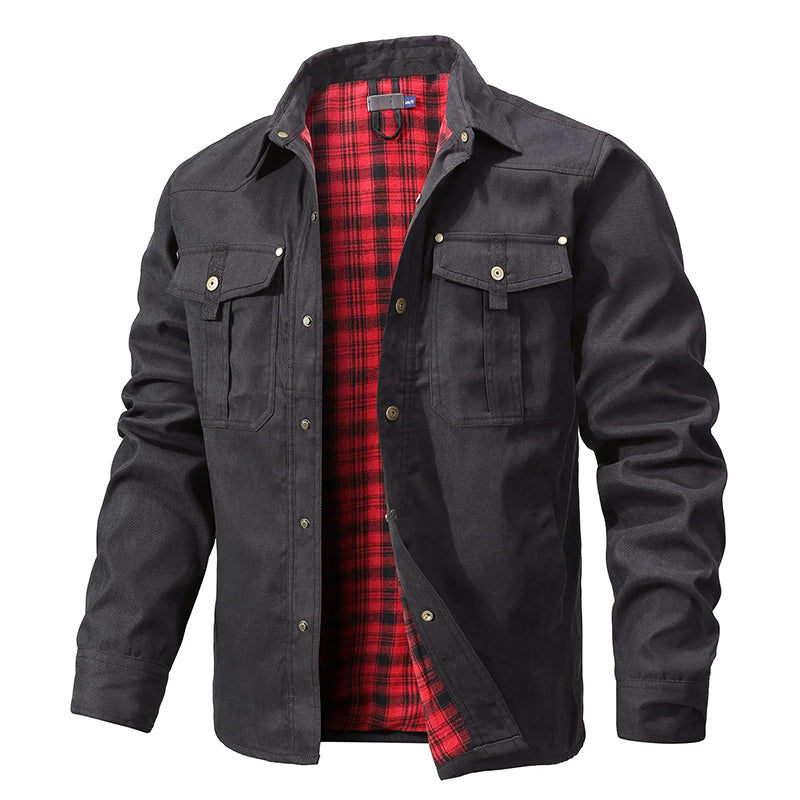Herren Flanellhemdjacke Warm Gefüttert