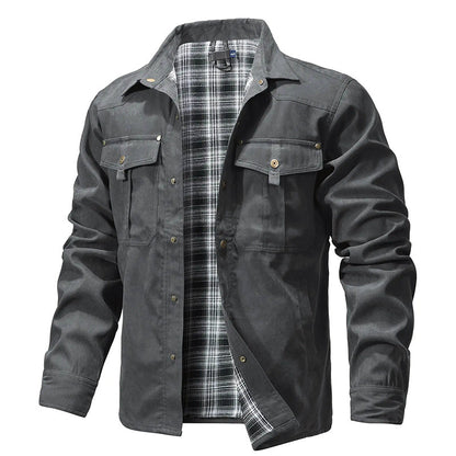 Herren Flanellhemdjacke Warm Gefüttert