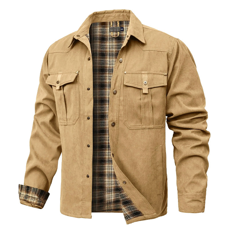 Herren Flanellhemdjacke Warm Gefüttert