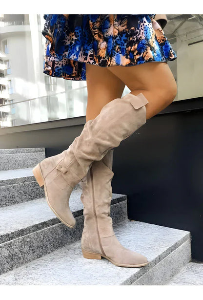 Stylische Stiefel Wildleder Kniehoch Elegance