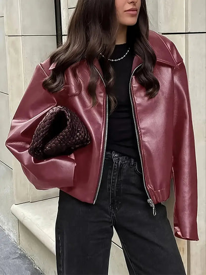 Damen Bomberjacke Bequem Zip Auf