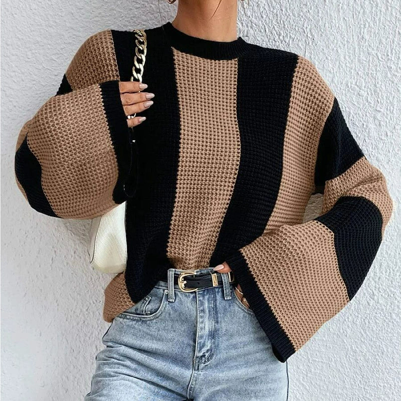 Modische Strickpullover Damen mit Breiten Ärmeln