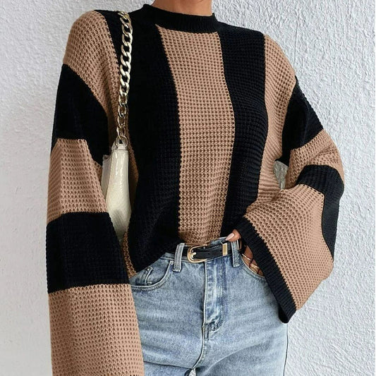 Modische Strickpullover Damen mit Breiten Ärmeln - IdealeKleiden