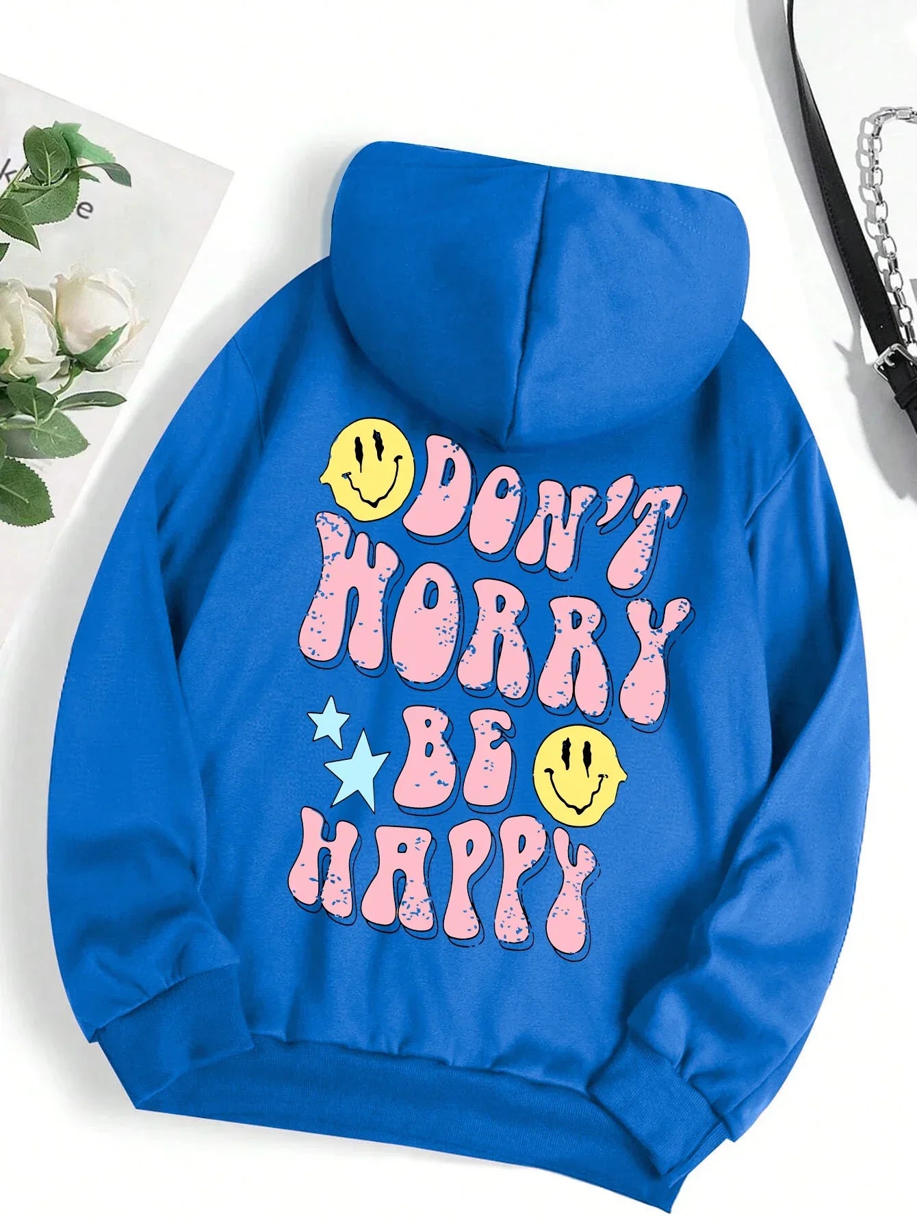 Kuschel Hoodie Damen Worry Be Happy