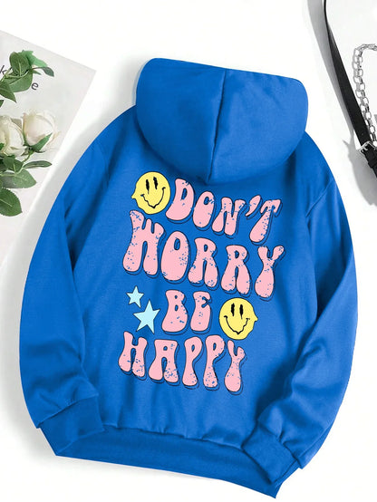 Kuschel Hoodie Damen Worry Be Happy