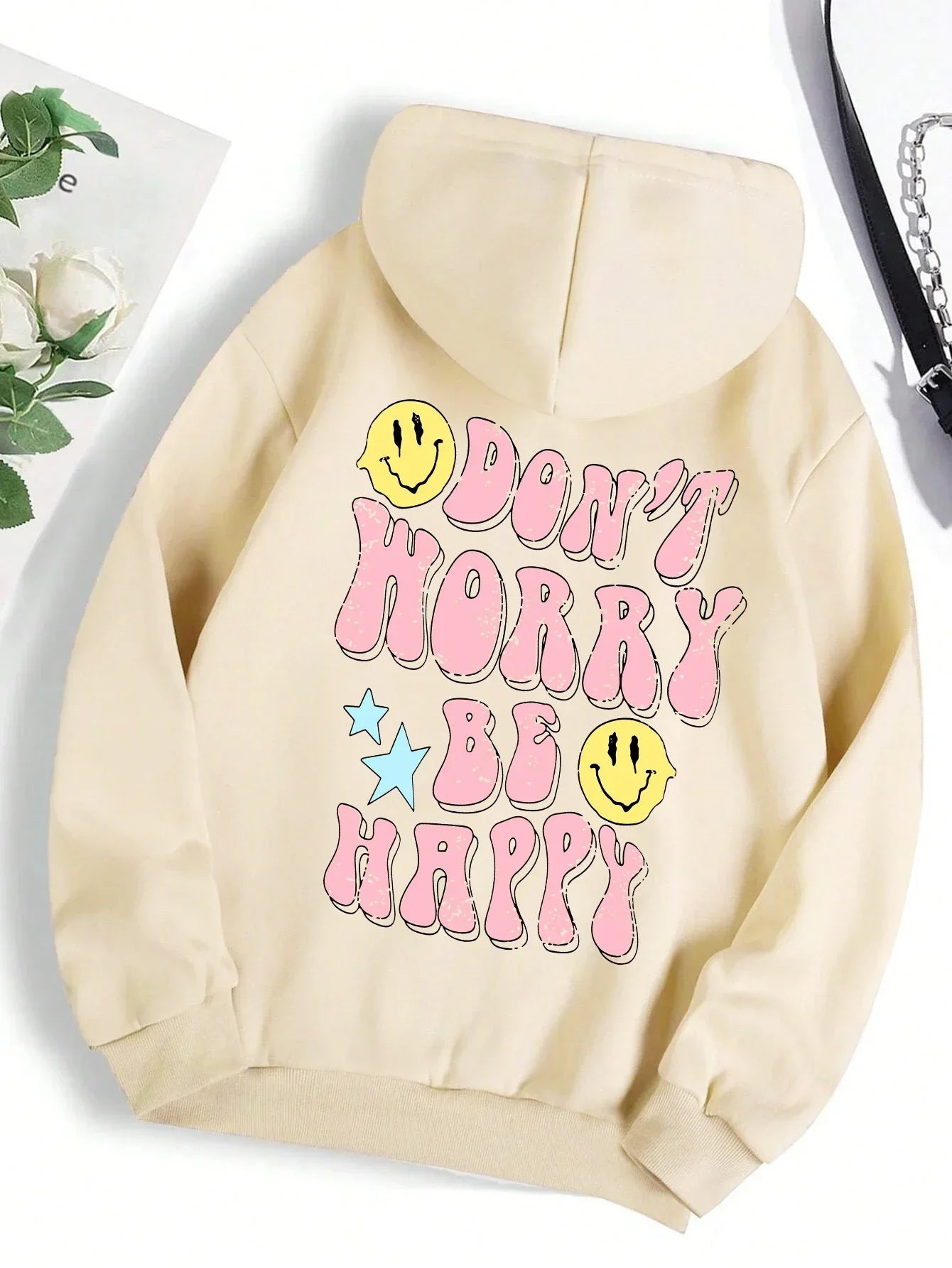 Kuschel Hoodie Damen Worry Be Happy