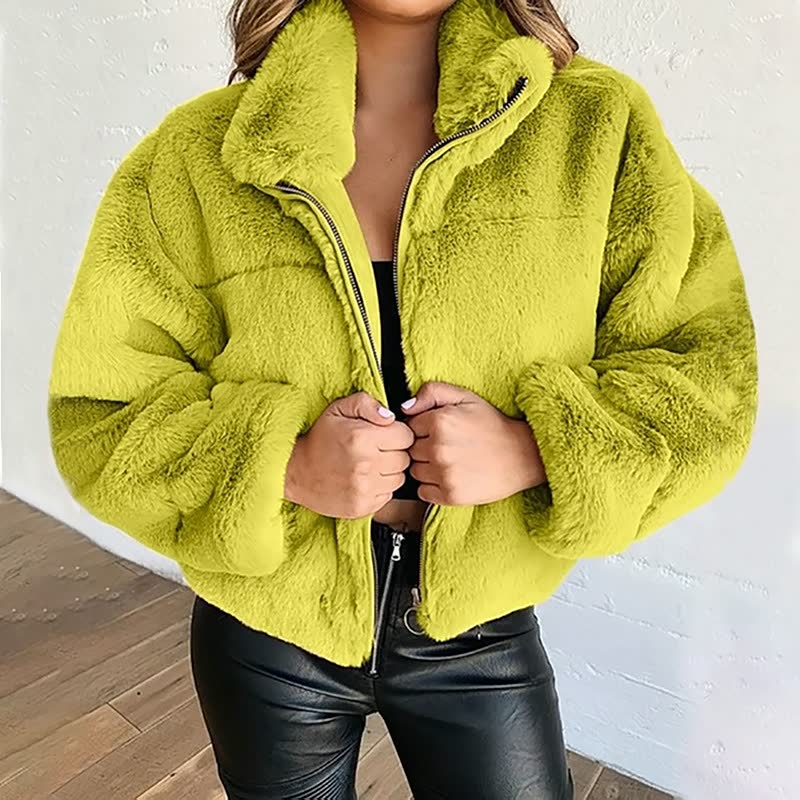 Damen Teddyjacke Warm Soft Reißverschluss