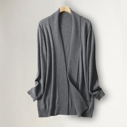 Damen Kaschmir Cardigan Offene Vorderseite Langärmlig