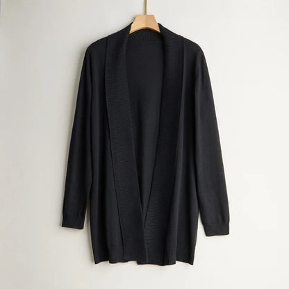 Damen Kaschmir Cardigan Offene Vorderseite Langärmlig