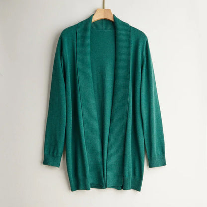 Damen Kaschmir Cardigan Offene Vorderseite Langärmlig