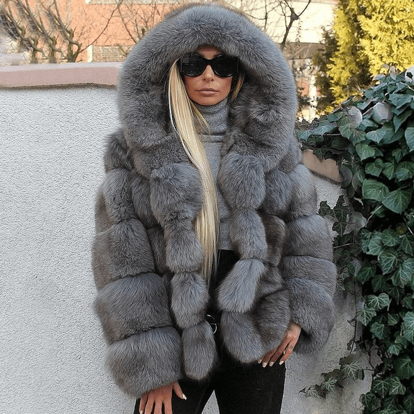 Damen Oversized Teddyjacke Mit Kapuze Weich