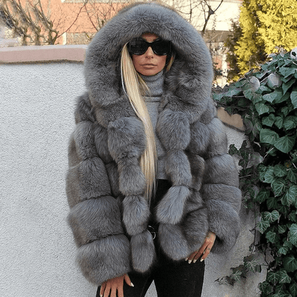 Damen Oversized Teddyjacke Mit Kapuze Weich