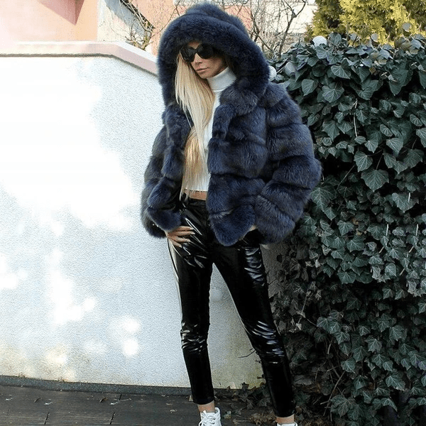Damen Oversized Teddyjacke Mit Kapuze Weich