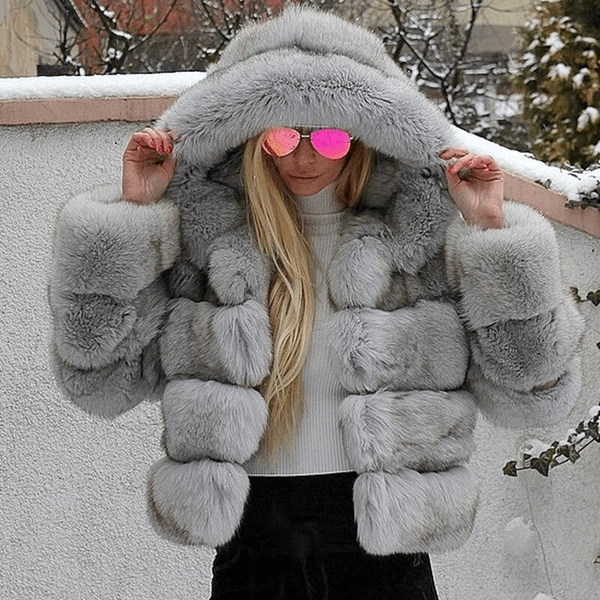 Damen Oversized Teddyjacke Mit Kapuze Weich