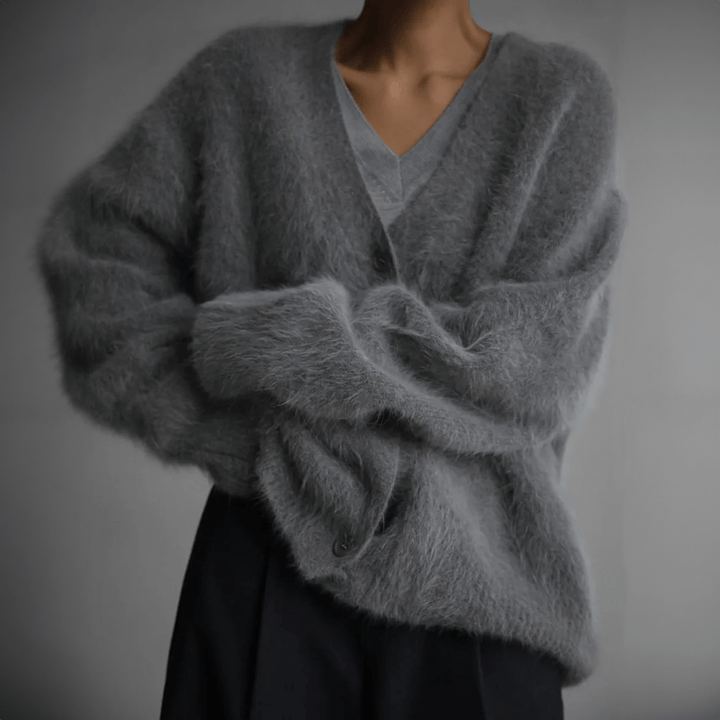 Damen Strickjacke Weich Modern Knopfdesign