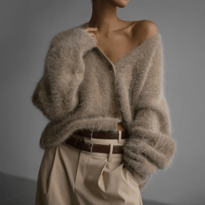 Damen Strickjacke Weich Modern Knopfdesign - IdealeKleiden