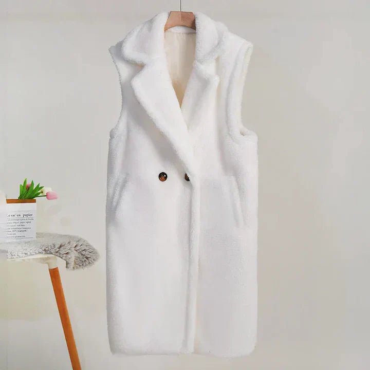 Übergröße Teddyjacke Weich Ärmellos Mittellang