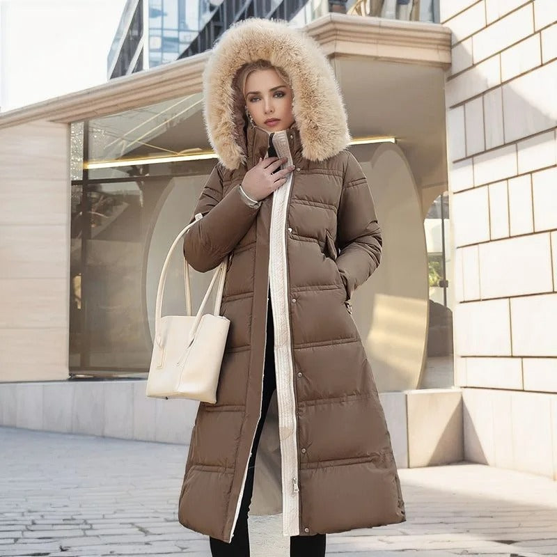Damen Steppmantel Elegant mit Kapuze und Gürtel - IdealeKleiden