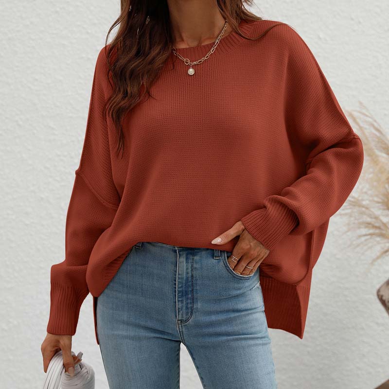Eleganter Strickpullover Einfarbig Freizeitmodell