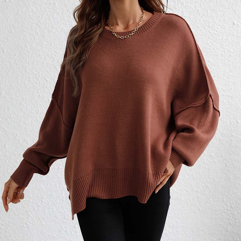 Eleganter Strickpullover Einfarbig Freizeitmodell
