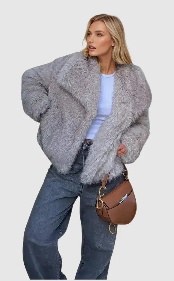 Weicher Kunstfell-Mantel Faux Pelz Wintermantel
