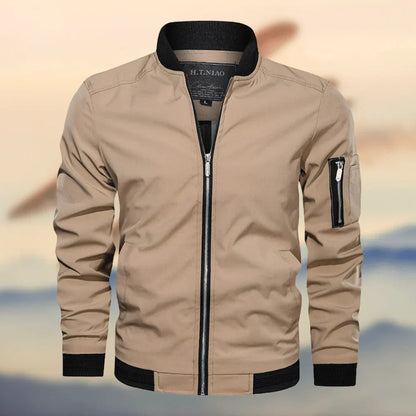 Herren Bomberjacke Regular Fit Reißverschluss Kragen Ärmeltasche