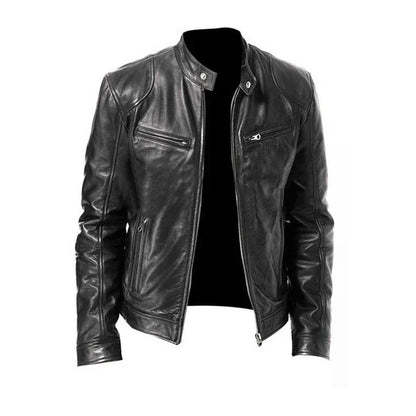 Leder Bikerjacke Schwarz Reißverschluss Design