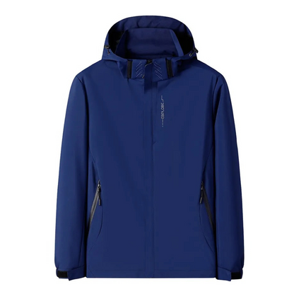 Herren Blauer Windbreaker Kapuze Wasserdicht