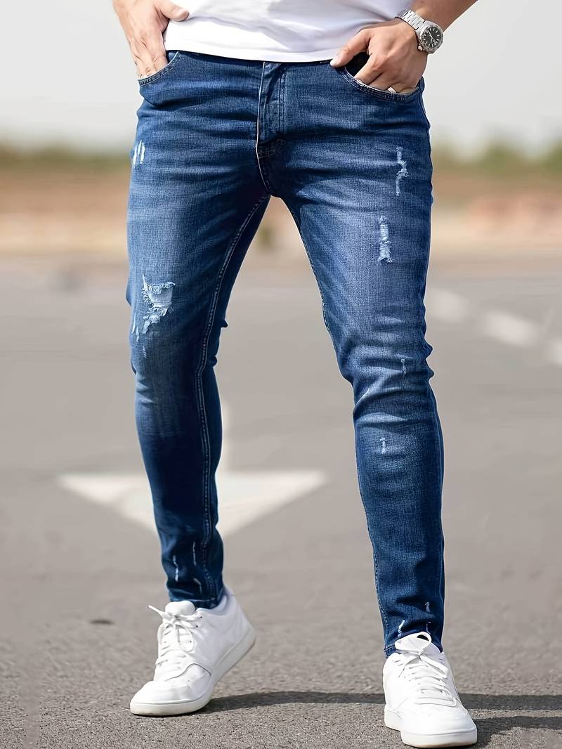 Rippen-Jeans Herren Trendy Destroyed-Style