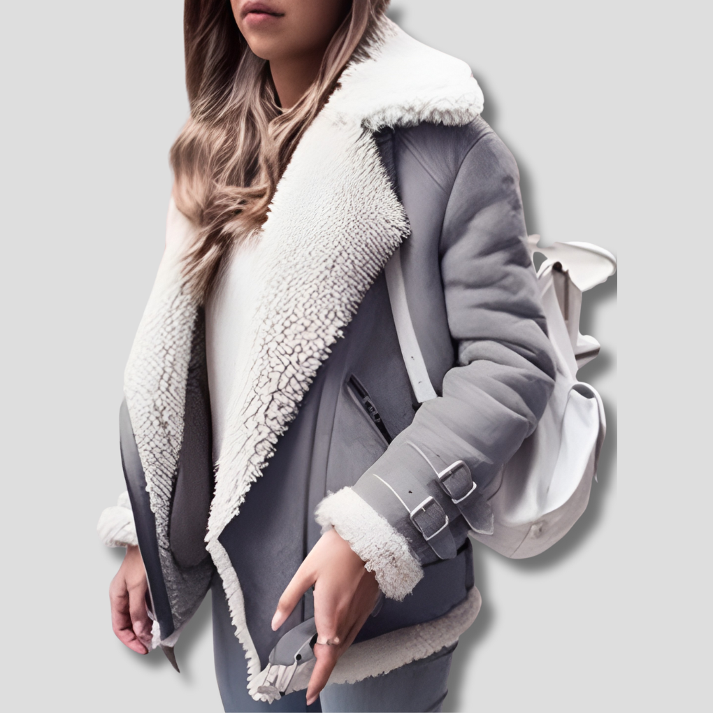 Aviator-Mantel Elegant Leder