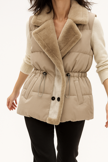 Damen Weste Wattierte Plüschjacke Elegant