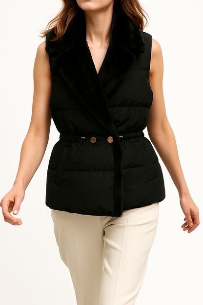 Damen Weste Wattierte Plüschjacke Elegant